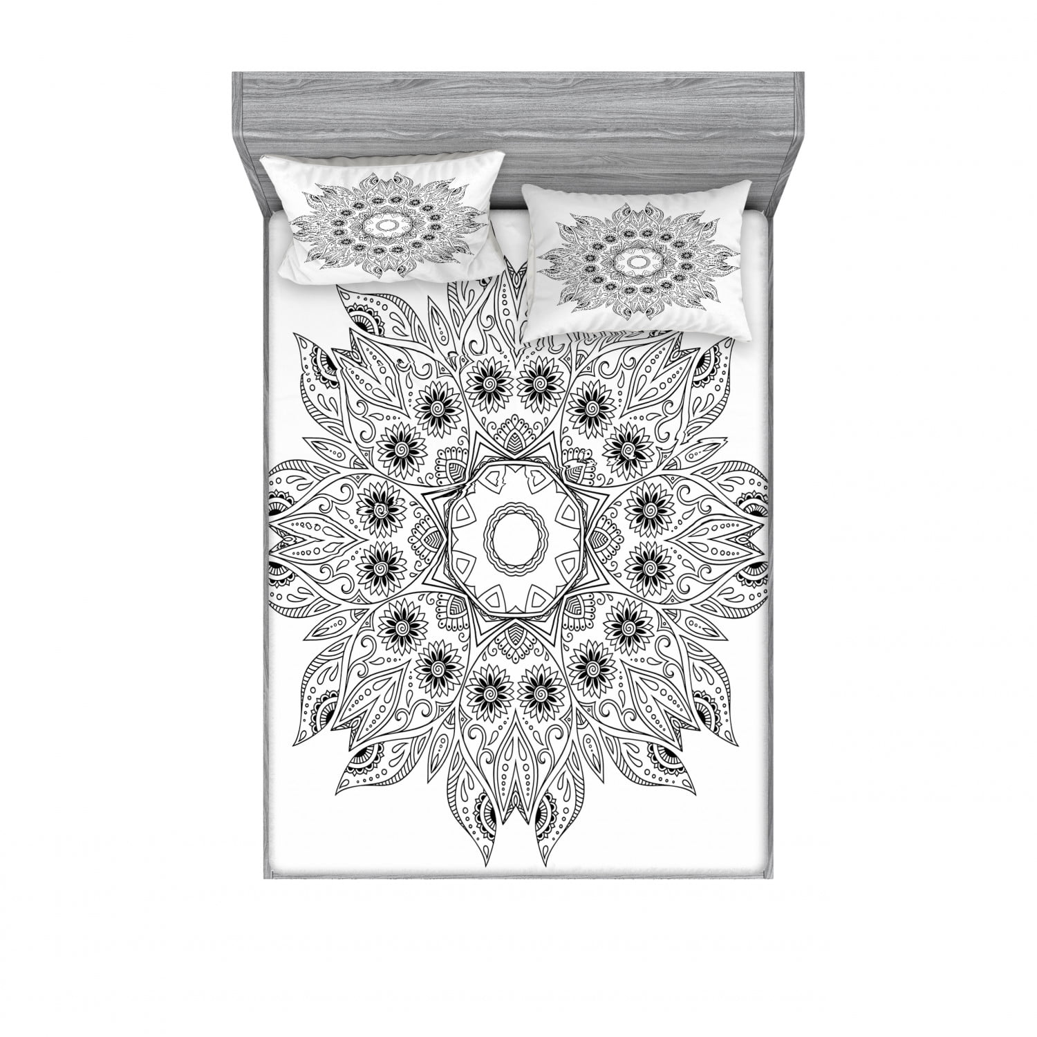 Mandala Bedding Set with Sheet & Covers, Ornate Esoteric Esoteric Oriental Chakra Art Print