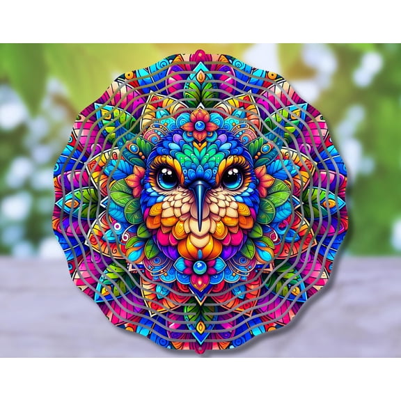 Mandala Bird Wind Spinner Boho Trendy Sublimation Design, Colorful Spinner Template,