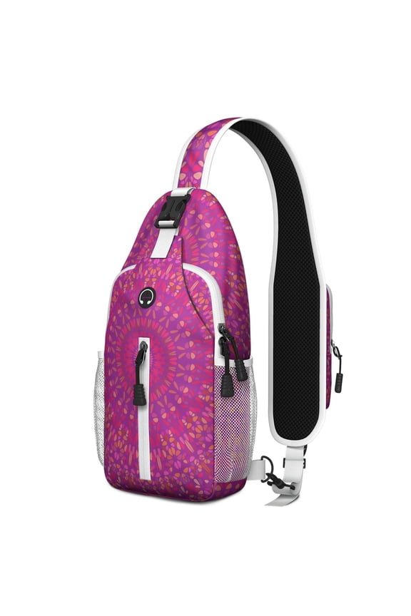 Mandala Black & White Zen Crossbody Bag – Symmetrical Geometry Floral Pattern – Elegant Classic Spiritual Design – Lightweight, Adjustable Strap