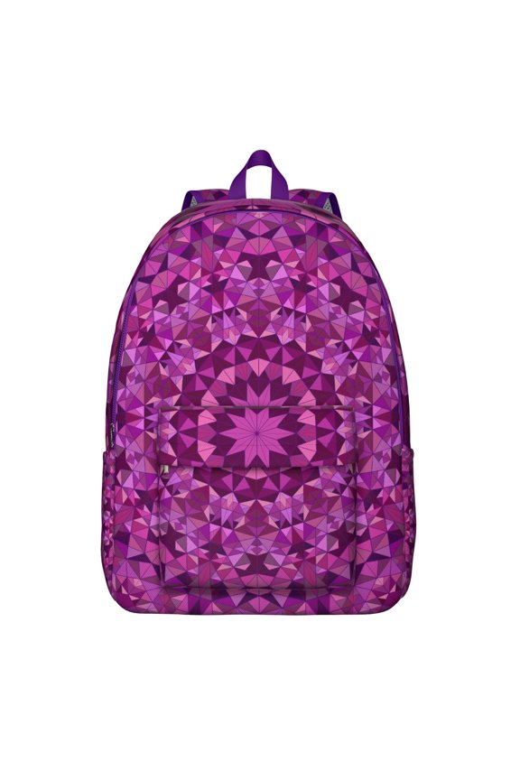 Mandala Bohemian Ethnic Style School Backpack for Women, Vintage Canvas Daypack with Colorful Trippy Geometric Mandala Print, Lightweight Artistic Meditation Travel Bag