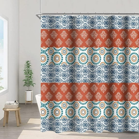 Mandala Bohemian Shower Curtains Boho Indian Style Medallion Damask Print Design Modern Bathroom Decor Waterproof Polyester Fabric 72x84 Inch Shower Curtains Sets with Hooks