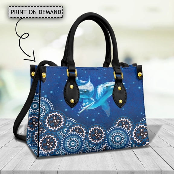 Mandala Boho Dolphin Print Women's Casual New Trend Designer Brand Top Handle Totes Small Pu Leather Coin Purse Gifts