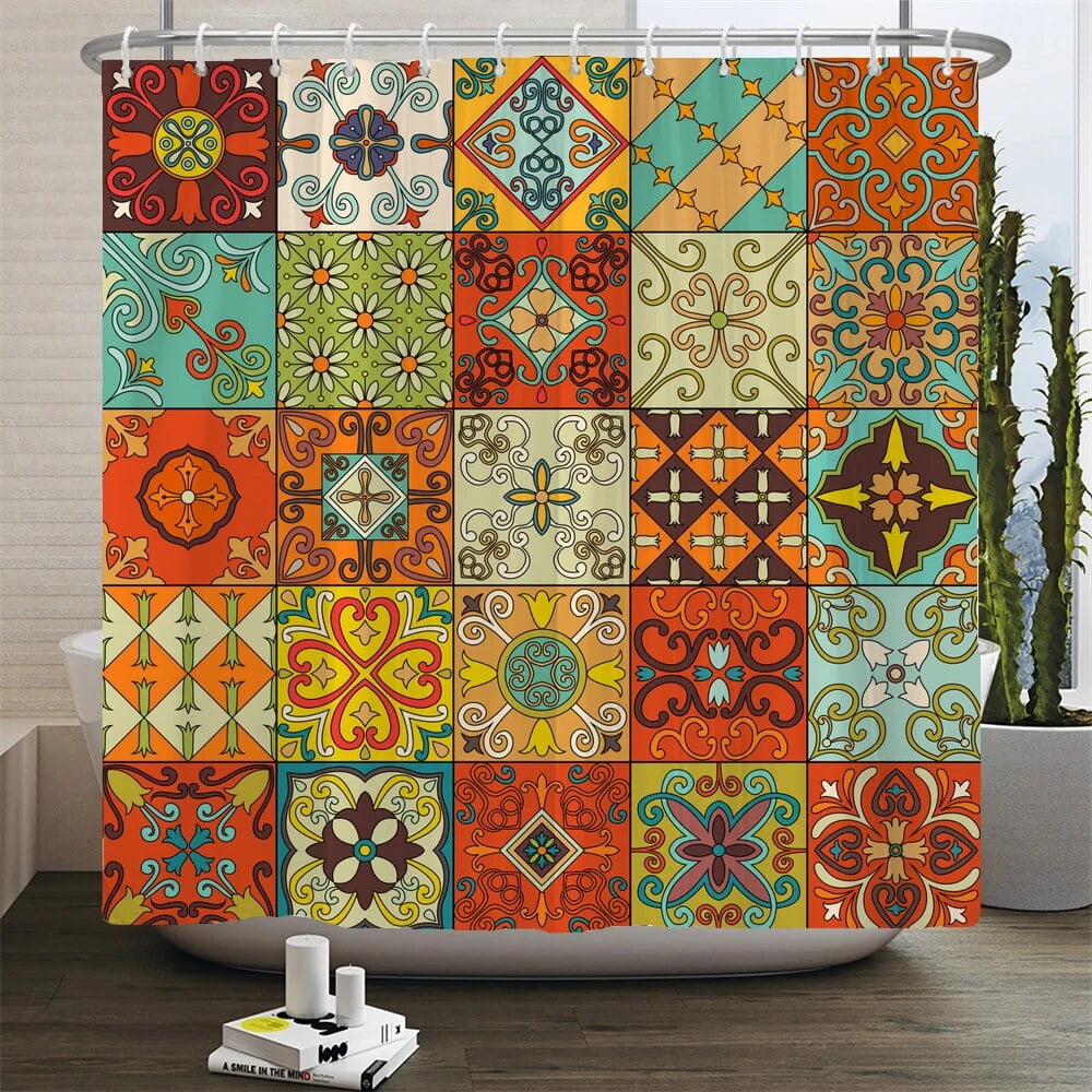 Mandala Boho Shower Curtain Print Waterproof Polyester Bath Curtain