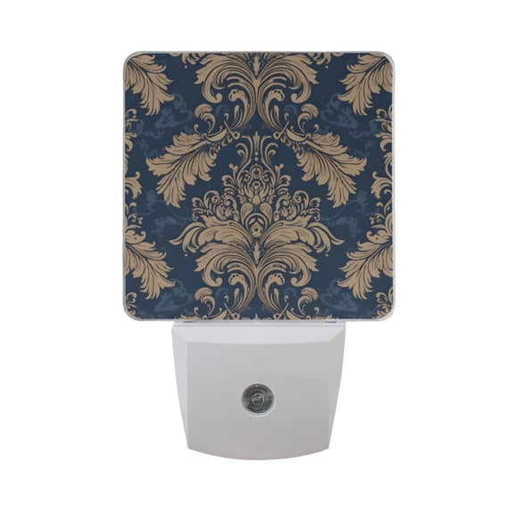 Mandala Brown Flower Night Light 2 Pack LED Nightlight Plug into Wall Dusk to Dawn Sensor Soft White
