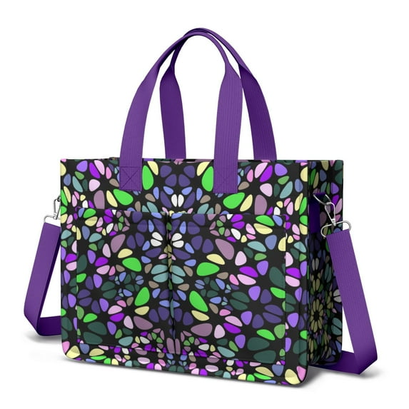 Mandala Canvas Tote Bag for Women with Compartments, Large Classic Teacher Student Shoulder Bag Nurse Purses Crossbody Bags Work Laptop Book Bag Satchels Handbags