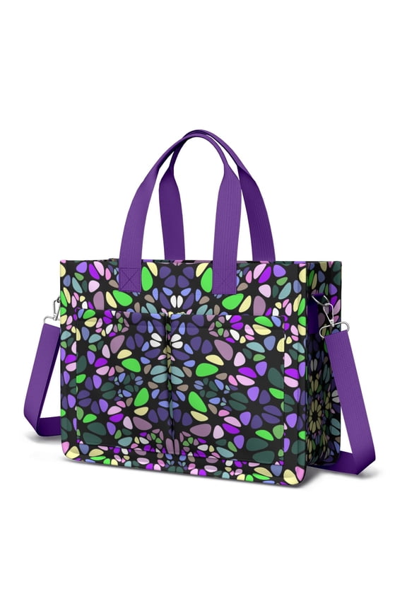 Mandala Canvas Tote Bag for Women with Compartments, Large Classic Teacher Student Shoulder Bag Nurse Purses Crossbody Bags Work Laptop Book Bag Satchels Handbags