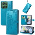 thumbnail image 1 of Mandala Case for Moto G Power (2025), Premium Leather Flip RFID Blocking Wallet Card Magnetic Stand Protective Slim Shockproof Case with Lanyard, Embossed Flower Cover,Blue, 1 of 9