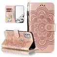 thumbnail image 1 of Mandala Case for Moto G Stylus 4G 2021, Premium Leather Flip Wallet Card Slots Magnetic Stand Protective Ultra Slim Shockproof Case with Lanyard, Embossed Flip Cover - Rose Gold, 1 of 17