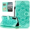 thumbnail image 1 of Mandala Case for Samsung Galaxy A54 5G, Premium Leather Flip Wallet Card Slots Magnetic Stand Protective Ultra Slim Shockproof Case with Lanyard, Embossed Flip Cover - Green, 1 of 9