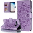 thumbnail image 1 of Mandala Case for Samsung Galaxy S10, Premium Leather Flip Wallet Card Slots Magnetic Stand Protective Cover Ultra Slim Case with Lanyard, Embossed Flip Cover-Purple, 1 of 14