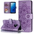thumbnail image 1 of Mandala Case for Samsung Galaxy S8, Premium Leather Flip Wallet Card Slots Magnetic Stand Protective Cover Ultra Slim Case with Lanyard, Embossed Flip Cover-Purple, 1 of 12