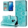 thumbnail image 1 of Mandala Case for Samsung Galaxy S9 Plus, Premium Leather Flip Wallet Card Slots Magnetic Stand Protective Cover Ultra Slim Case with Lanyard, Embossed Flip Cover-Green, 1 of 14