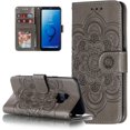 thumbnail image 1 of Mandala Case for Samsung Galaxy S9 Plus, Premium Leather Flip Wallet Card Slots Magnetic Stand Protective Cover Ultra Slim Case with Lanyard, Embossed Flip Cover-Gray, 1 of 14