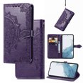 thumbnail image 1 of Mandala Case for iPhone 16, Premium Leather Flip RFID Blocking Wallet Card Magnetic Stand Protective Slim Shockproof Case with Lanyard, Embossed Flower Cover,Purple, 1 of 8