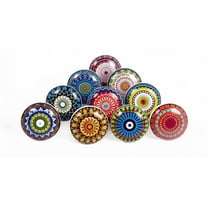 Mandala Ceramic Cabinet Knobs Hand Painted Knobs for Kitchen Drawer & Door, Wardrobe, Cupboard - Set of 6