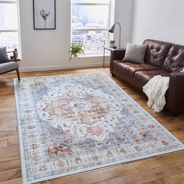 Mandala Classic 3'x5' Vintage Area Rug - Non-Slip, Machine Washable - Ideal for Living Room or Bedroom Décor