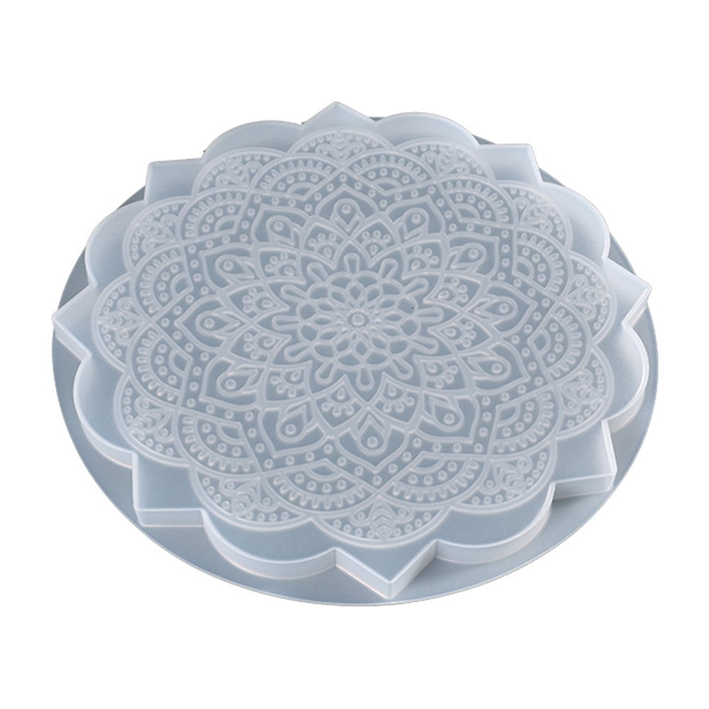 Large Coaster Molds, Silicone Molds for Resin Casting, Mandala Coaster Resin Molds Set, Round Coaster Epoxy Molds for Making Carved Hollow Cups Mats