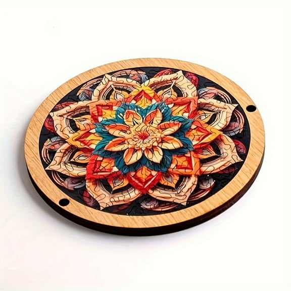 Mandala, Colorful Flower Puzzle -- Super Difficult, Shape Level 10 Irregular Wooden Educational Toys, Suitable For Adult Christmas Halloween Gifts