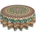 thumbnail image 1 of Mandala Colorful Green Brown Waterproof Picnic Patio Party Round Table Cloth Cover Decorations Fabric 60 Inch Circular Tablecloth for 20-47 Inch Home Dining Room Kitchen Decor, 1 of 6