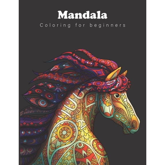 Mandala Coloring for Beginners : Stress relieving animals coloring book Relaxation therapy large 8.5x11 inches (Paperback)
