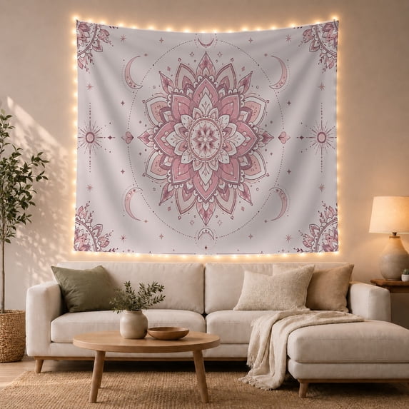 Mandala Composed Concentric With Layers Petals Shades, Mystical Fantasy for Space Lovers, Aesthetic Wall Decor, Valentine's Day Gift, Tapestry Wall Hanging for Dorm and Living Room