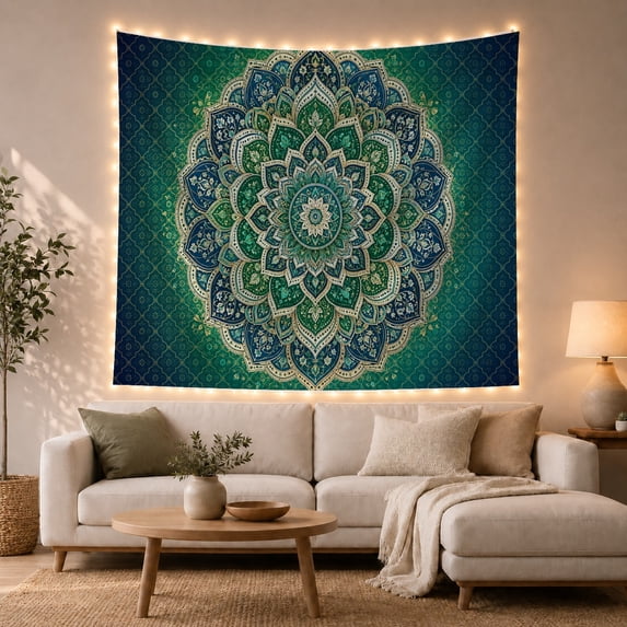 Mandala Composed Multiple With Concentric Rings Layers, Mystical Fantasy for Space Lovers, Galaxy Room Decor, Mother's Day Gift, Tapestry Wall Hanging for Bedroom and Dorm