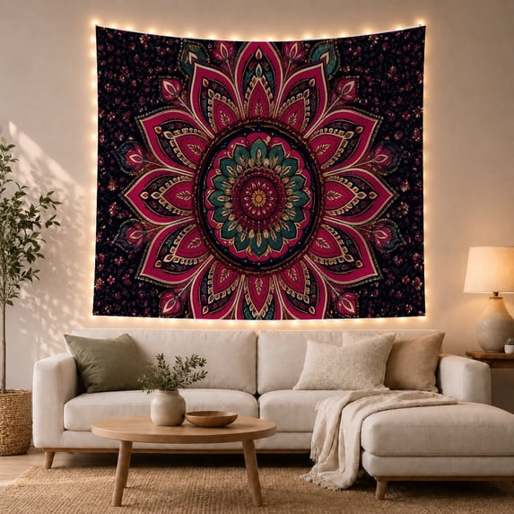 Mandala Core Circular With Element Surrounded Concentric Rings, Mystical Fantasy for Space Lovers, Galaxy Room Decor, Mother's Day Gift, Tapestry Wall Hanging for Bedroom and Dorm