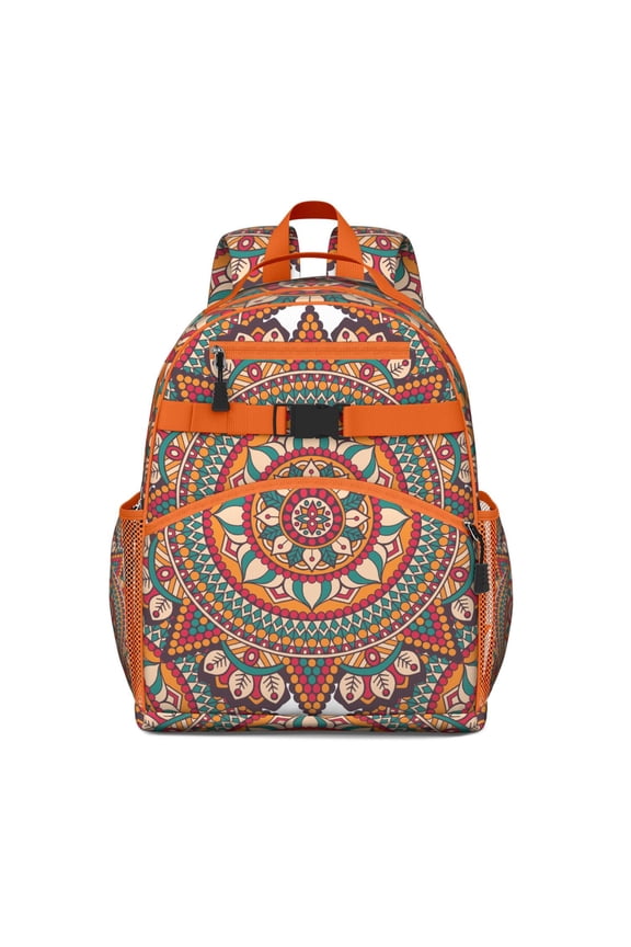 Mandala Cosmic Spiritual Spirituality School Backpack Adjustable Padded Straps Chest Strap Large Capacity Water-Resistant Backpack