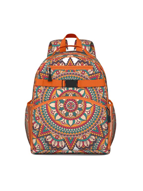 Mandala Cosmic Spiritual Spirituality School Backpack Adjustable Padded Straps Chest Strap Large Capacity Water-Resistant Backpack