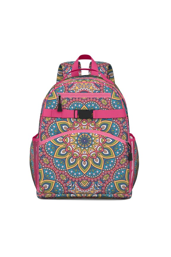 Mandala Cosmic Spiritual Spirituality School Backpack Adjustable Padded Straps Chest Strap Large Capacity Water-Resistant Backpack