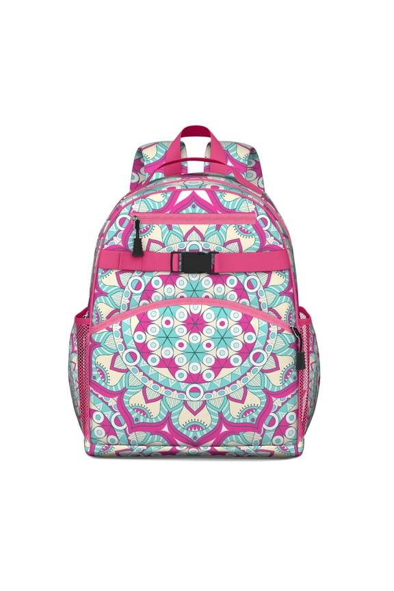 Mandala Cosmic Spiritual Spirituality School Backpack Adjustable Padded Straps Chest Strap Large Capacity Water-Resistant Backpack