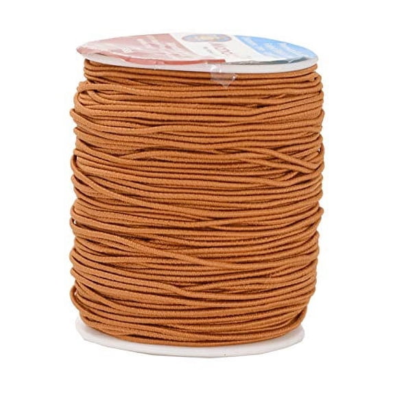 Mandala Crafts 1mm Elastic Cord Stretchy String for Bracelets, Necklaces, Jewelry Making, Beading, Masks; 109 Yards Light Brown