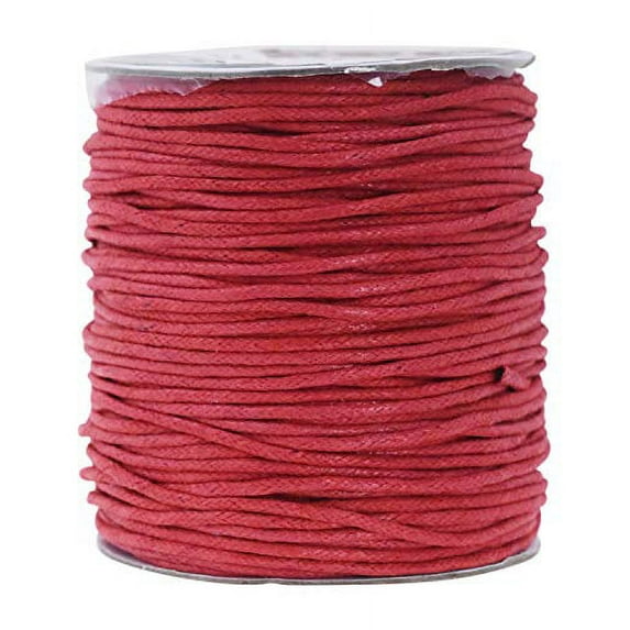 Mandala Crafts 2mm Waxed Cotton Cord Rope for Necklace Bracelet Jewelry Making String Beading Macrame Braiding 109 Yards Red