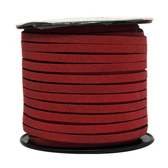 Mandala Crafts 50 Yards 5mm Wide Jewelry Making Flat Micro Fiber Lace Faux Suede Leather Cord (5mm, Maroon)