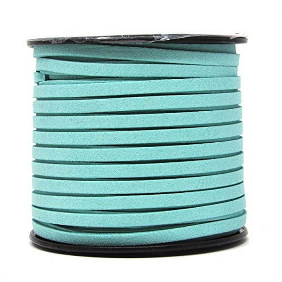 Mandala Crafts 50 Yards 5mm Wide Jewelry Making Flat Micro Fiber Lace Faux Suede Leather Cord (5mm, Turquoise)