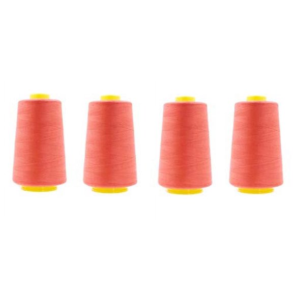Mandala Crafts All Purpose Sewing Thread from Polyester for Serger Overlock Quilting Sewing Machine Pack of 4 40S/2 Coral