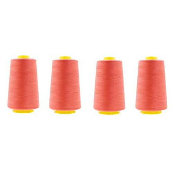 Mandala Crafts All Purpose Sewing Thread from Polyester for Serger Overlock Quilting Sewing Machine Pack of 4 40S/2 Coral