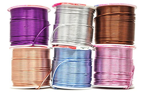 Mandala Crafts Anodized Aluminum Wire for Sculpting, Armature, Jewelry Making, Gem Metal Wrap, Garden, Colored and Soft, Assorted 6 Rolls (16 Gauge, Comb 10)