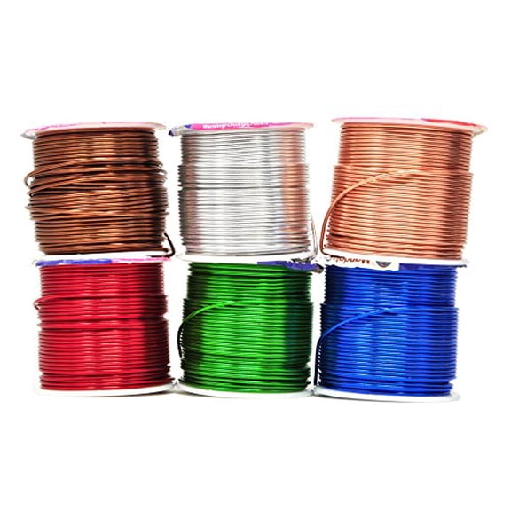 Mandala Crafts Anodized Aluminum Wire for Sculpting, Armature, Jewelry Making, Gem Metal Wrap, Garden, Colored and Soft, Assorted 6 Rolls (16 Gauge, Comb 4)