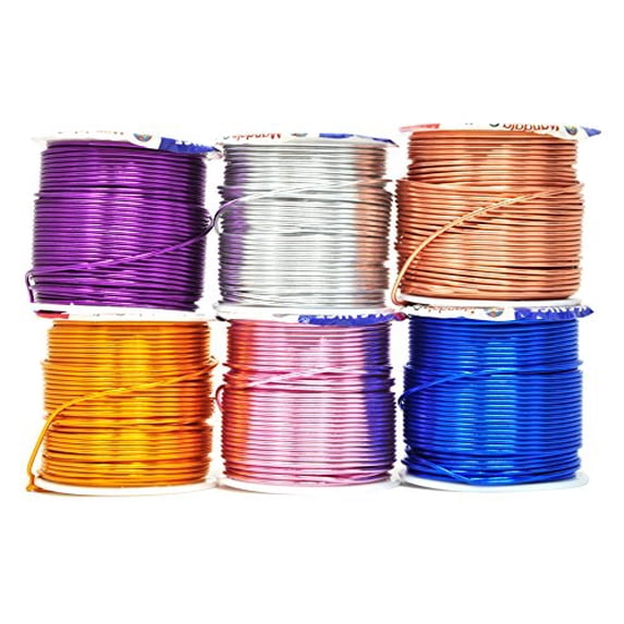 Mandala Crafts Anodized Aluminum Wire for Sculpting, Armature, Jewelry Making, Gem Metal Wrap, Garden, Colored and Soft, Assorted 6 Rolls (16 Gauge, Comb 5)
