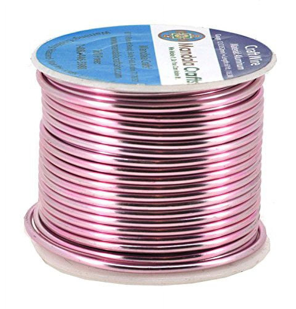 Mandala Crafts Anodized Aluminum Wire for Sculpting, Armature, Jewelry Making, Gem Metal Wrap, Garden, Colored and Soft, 1 Roll(12 Gauge, Pink)