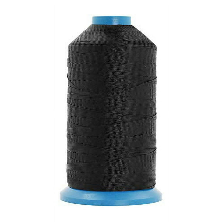 Mandala Crafts Bonded Nylon Thread for Sewing Leather, Upholstery, Jeans  and Weaving Hair; Heavy-Duty (T135#138 420D/3, Black)