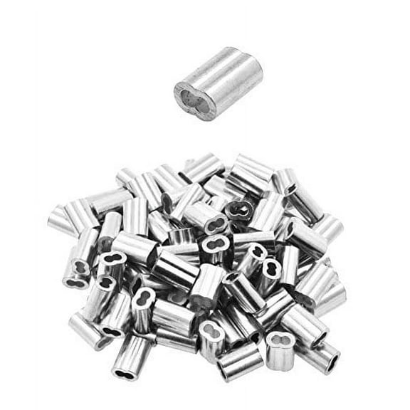 Mandala Crafts Cable Crimps for Wire Cable - Cable Crimping Sleeve Set - Aluminum Cable Ends Double Ferrules Wire Rope Sleeves Cable Crimp Loop Kit 200 PCs 1.8mm 1/16 Inch