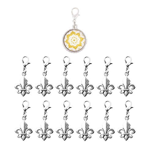 Mandala Crafts Clip On Charms with Lobster Clasp for Bracelet, Necklace, DIY Jewelry Making; Silver Tone, 12 Assorted PCs (Boho)