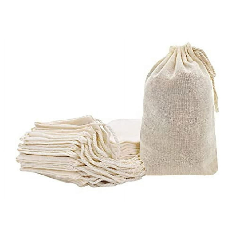 Hapdoo 24 Pack Cotton Muslin Drawstring Bags - 4x5 Inches, Natural Gift Pouches For Jewelry, Weddings, Parties