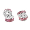 thumbnail image 1 of Mandala Crafts Crystal Glass Rondelle Spacer Beads for Jewelry Making, Beading, Crafting; Silver Tone8mm Pink, 1 of 4