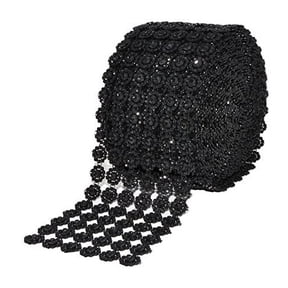 Mandala Crafts Faux Diamond Bling Wrap, Faux Rhinestone Crystal Mesh Ribbon Roll for Wedding, Party, Centerpiece, Cake, Vase Sparkling Decoration (Flower Pattern 4 Inches 10 Yards, Brown)