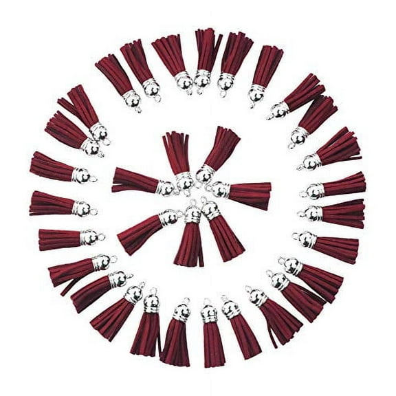 Mandala Crafts Faux Leather Suede Tassel with Loop for Keychains, Jewelry Making, Bookmarks, Books, Gifts, Pillows