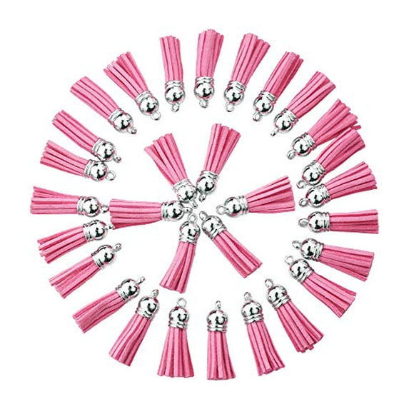 Mandala Crafts Faux Leather Suede Tassel with Loop for Keychains, Jewelry Making, Bookmarks, Books, Gifts, Pillows