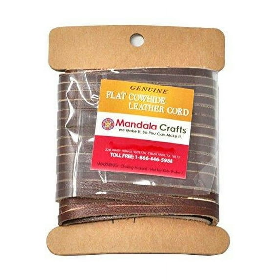 Mandala Crafts Flat Cowhide Genuine Leather String Cord Lace, Rawhide Strip for Jewelry Making, Clothing, Shoelaces, Baseball Gloves, and Saddles